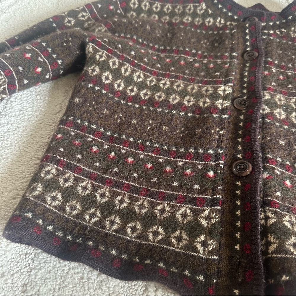 Près De Chamonix Vintage 90s Alpine Pure Merino Wool Patterned Sweater - Picture 4 of 7